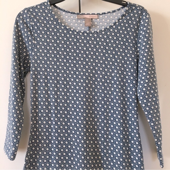 Forever 21 Blue White Crew Neck Long Sleeves Pullover Midi Sheath Dress - Picture 3 of 14